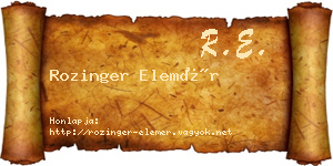Rozinger Elemér névjegykártya